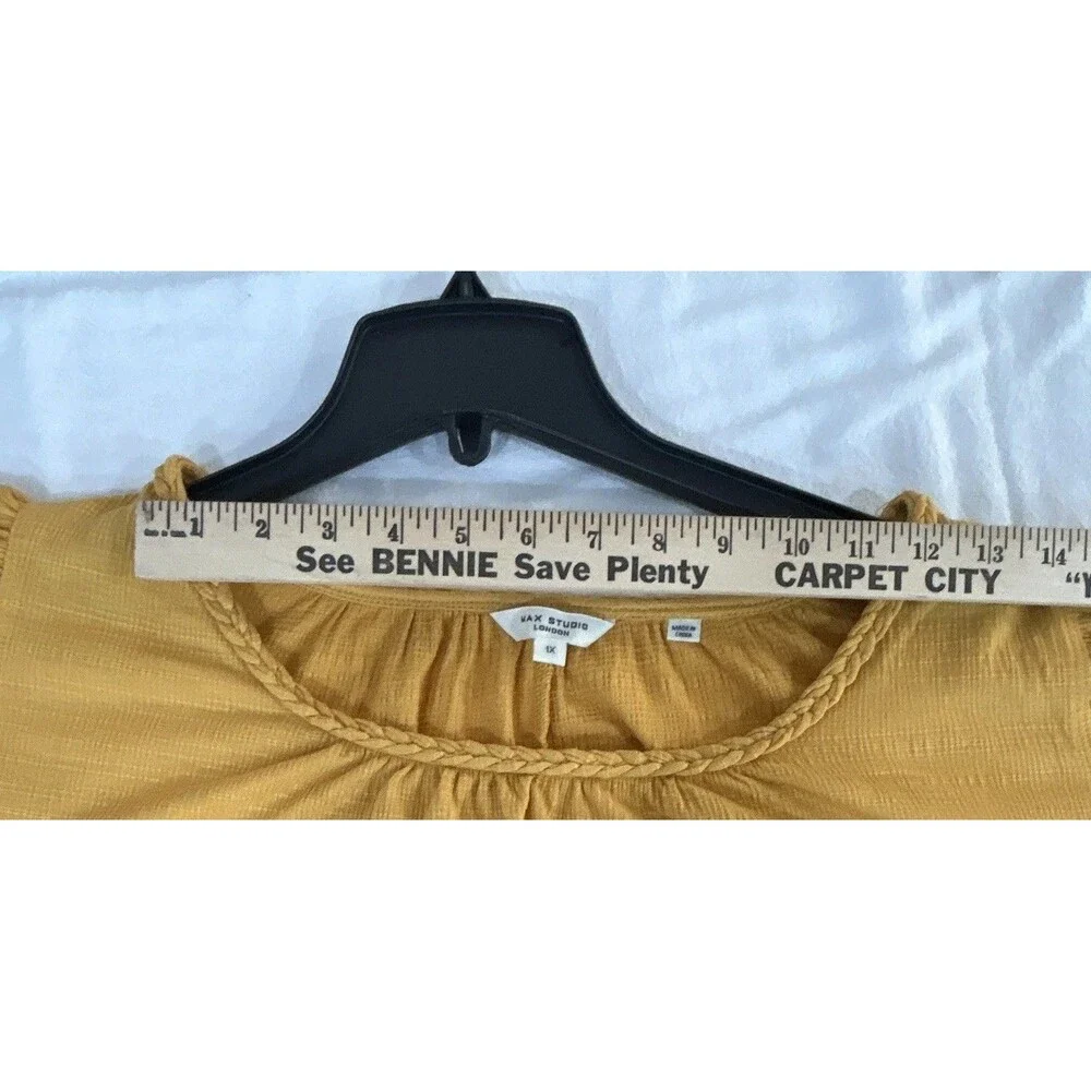Max Studio London Yellow Knit Round Neck Short Sleeve Pullover Blouse 1X 0084 - Picture 10 of 12